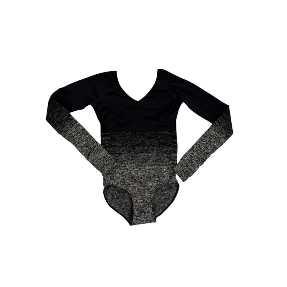 Adidas x Ivy Park Black Mix Ombré Gradient Scoop Neck Knit Bodysuit XXS/XS